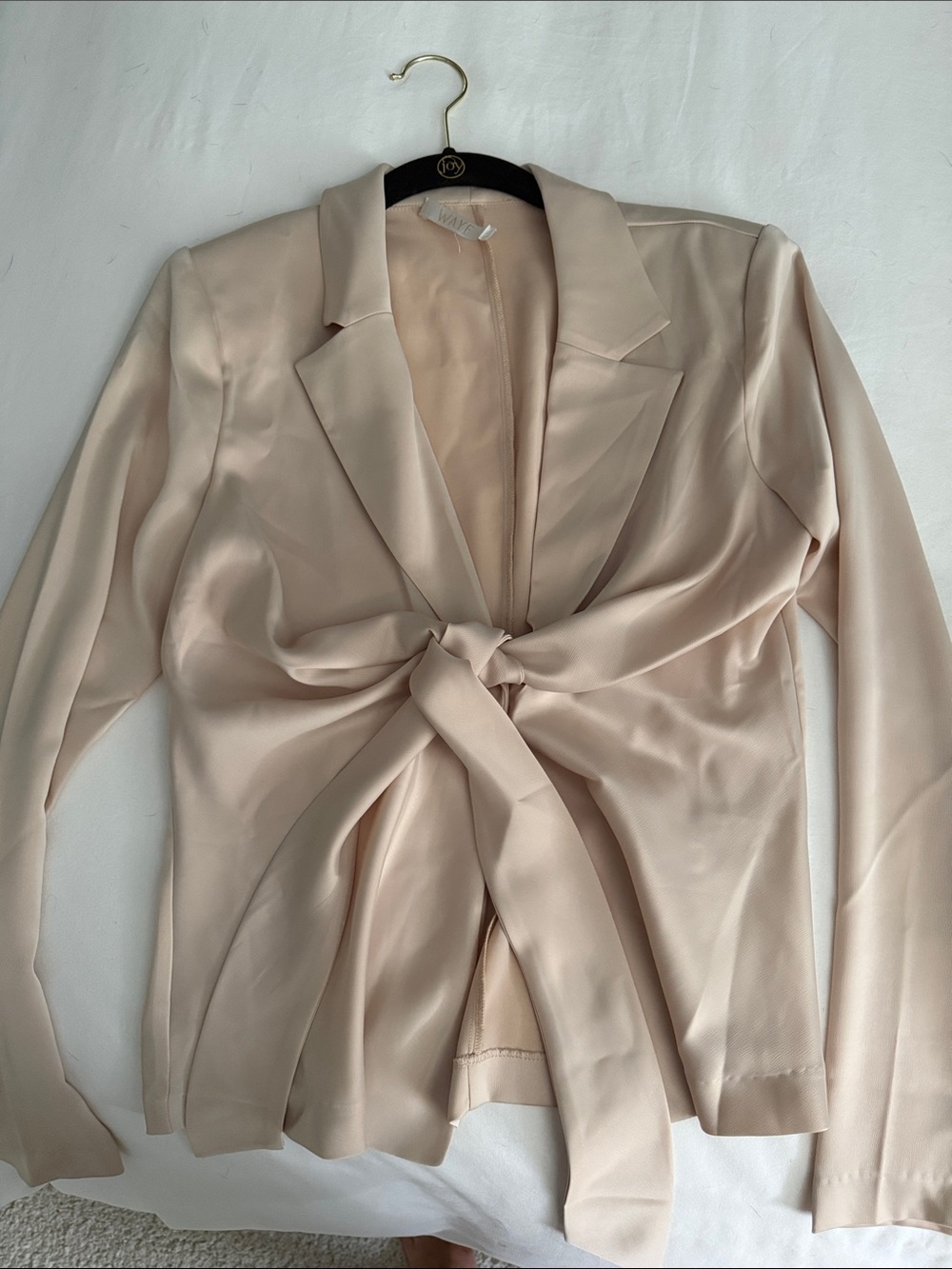 Wayf Women's Cream Tie-Front Blazer Shirt